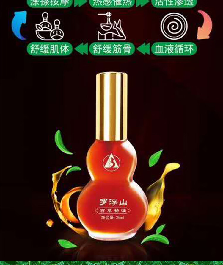 罗浮山百草精油铁打扭伤活络腰椎颈椎千里追风油关节关节肿痛肌肉紧张