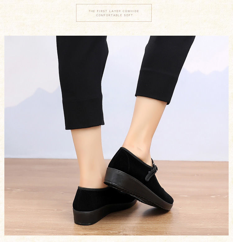 威乐思女鞋工作鞋秋工作黑布鞋女中跟厚底酒店上班鞋子舞蹈鞋鞋单鞋