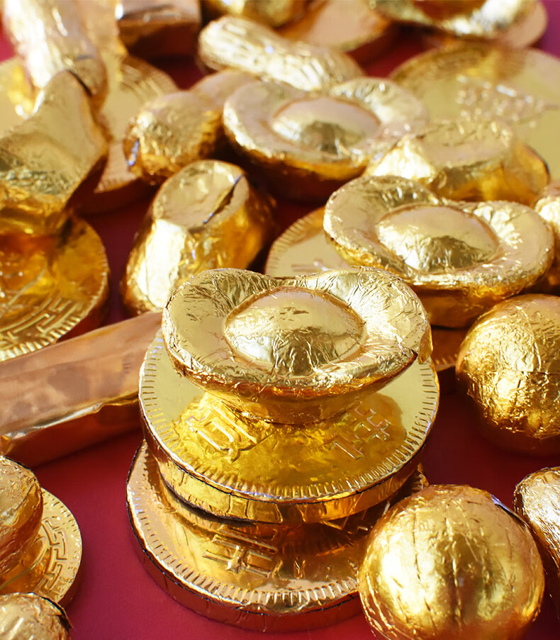 金币巧克力金元宝金条金球球烘焙插件可食用生日蛋糕装