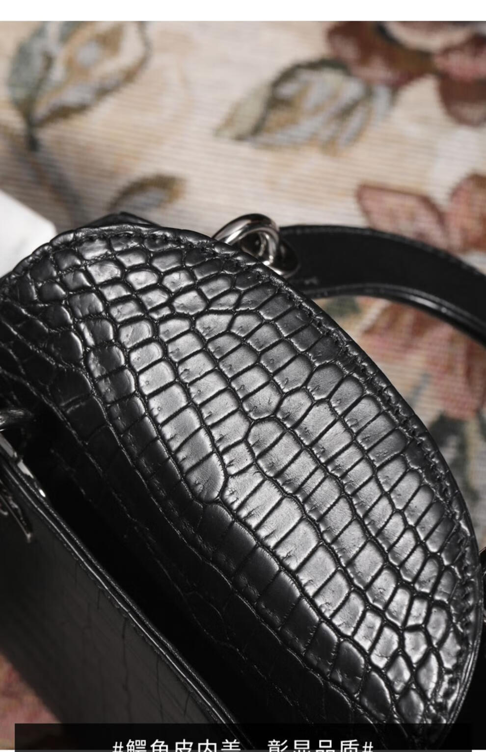 cestbeau进口尼罗鳄鱼皮女包mini戴妃包单肩斜挎包3格真皮双肩带尼罗
