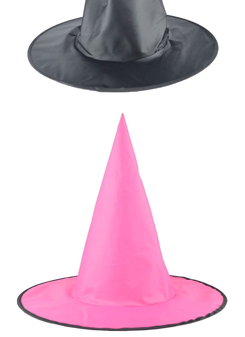 精选万圣节道具化妆舞会装饰用品印刷图案帽子巫婆巫师牛津布尖角帽