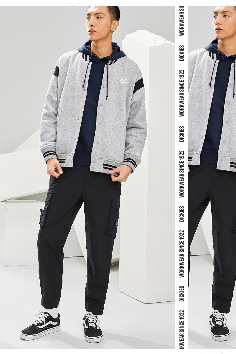 dickies2022春夏新款夹克男圆领宽松棒球衫潮流休闲外套dk010339黑色s