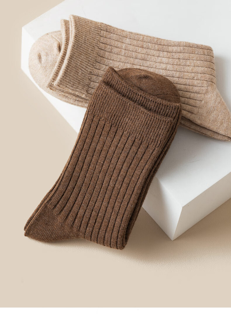 冬季袜子女中筒袜潮流日系加绒女袜秋冬款棉袜暖袜 咖啡色(5双) 均码