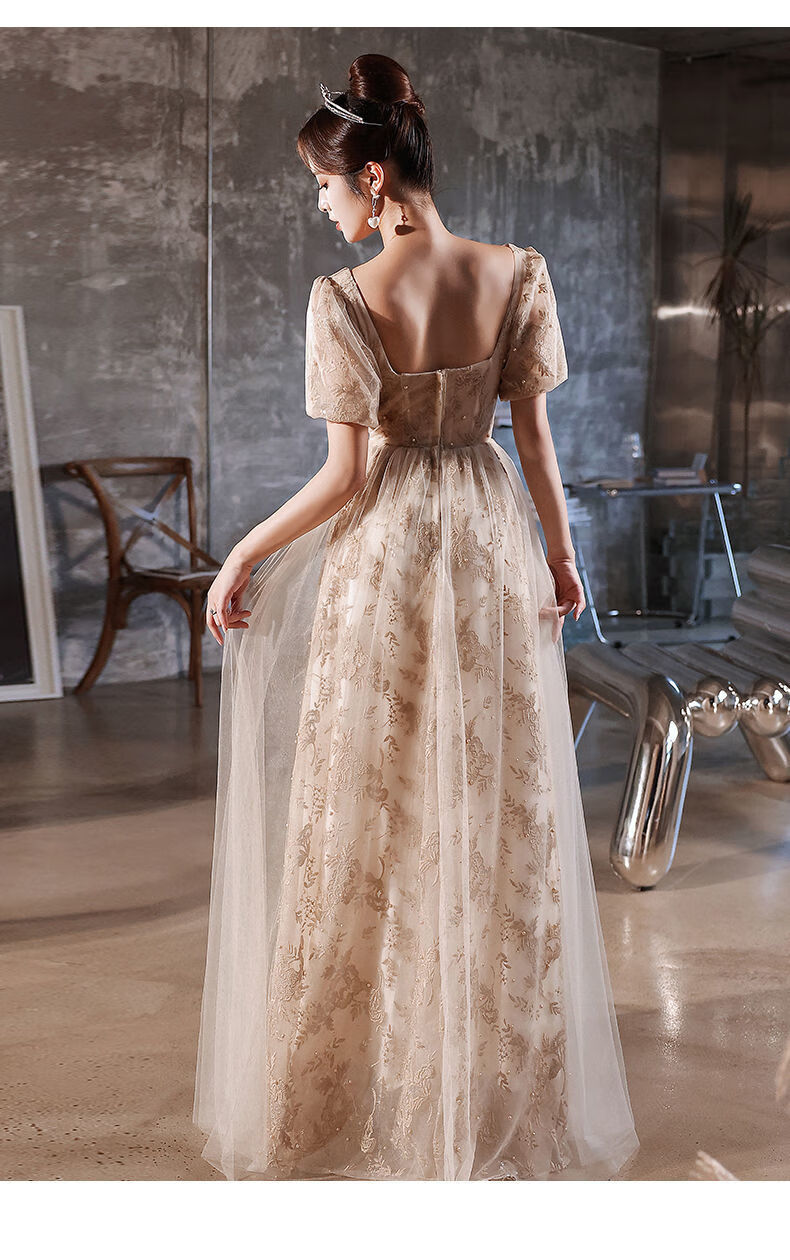 宴会晚礼服裙女2021新款轻奢仙气质优雅年会主持人艺考冬季连衣裙