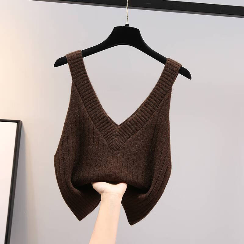 款毛线衣秋冬马甲女士坎肩背心马夹女学生时尚女款外穿马褂子粉红色l