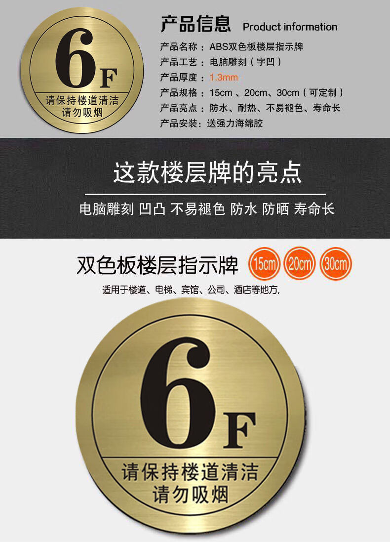 楼层指示牌数字家用创意塑料号码牌楼道标识牌广告贴楼层牌号定制30