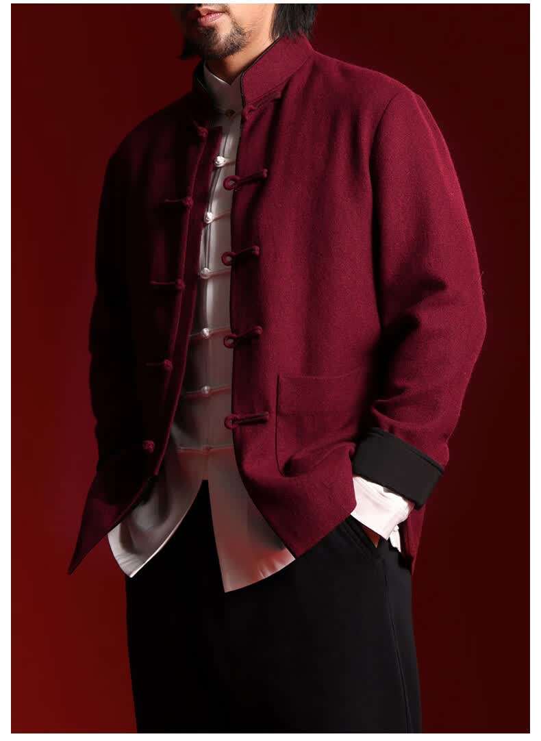 新年高端羊毛唐装男秋冬装上衣中青年拜年服新中式宴会礼服中国风男装