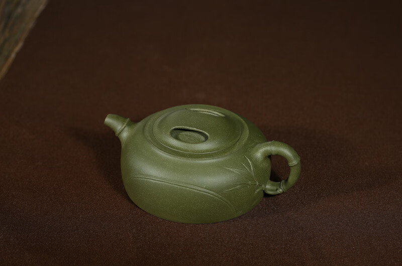 墨珵宜兴名家全手工紫砂壶原矿民国绿泥茶具牛盖竹节茶壶民国绿泥默认