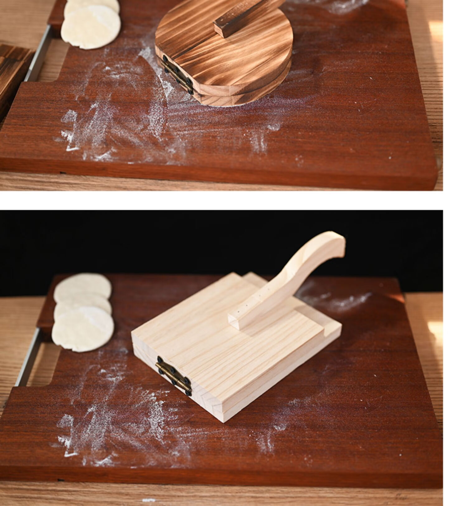 实木神器家用压包子粿面皮模具手工擀配件摸具磨具压饼饺子皮原木色