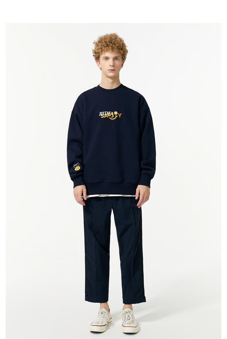 teenie weenie menteenieweenie小熊男装冬季衣多穿加绒圆领卫衣 藏青