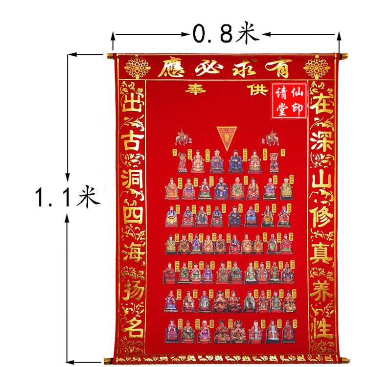 三尺三烫金绒布堂单仙家用品出马仙全堂仙保家仙仙单胡黄常莽带图 三