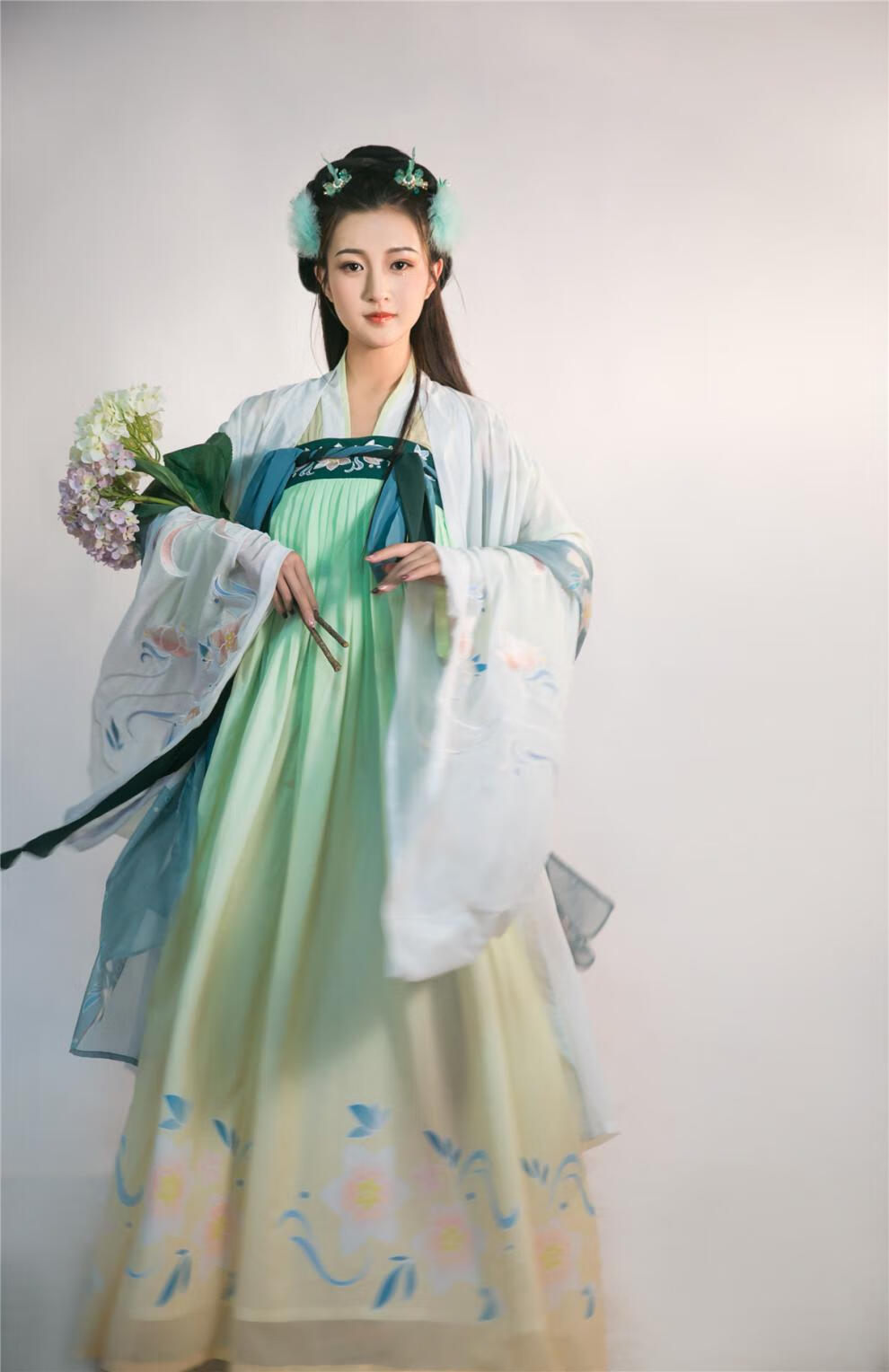 栀锦 汉服女中国风齐胸襦裙日常汉服裙春秋古装仙女裙飘逸清新淡雅