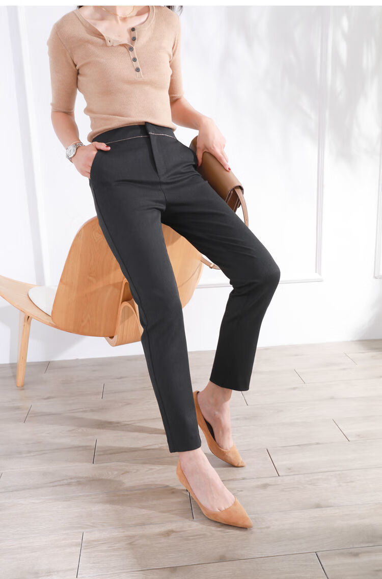 显瘦春秋新款休闲西装裤女直筒哈伦小脚烟管裤子女夏黑色春夏薄款l