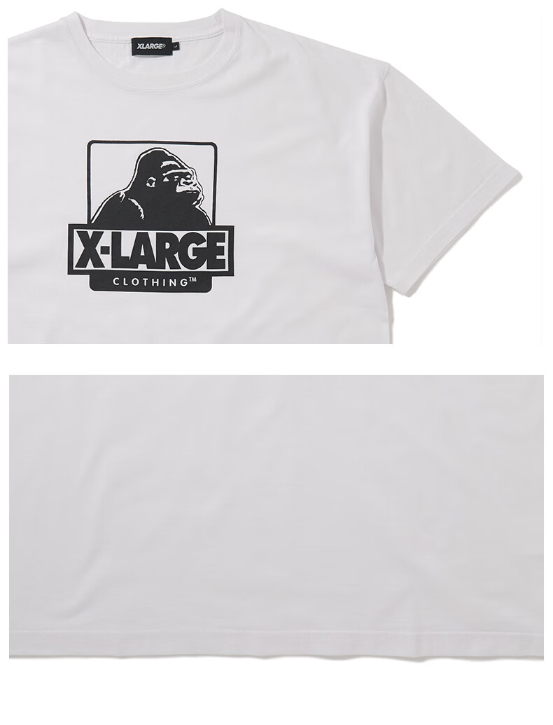 xlarge潮流男装时尚休闲经典大猩猩logo印花舒适棉情侣款短袖t恤white