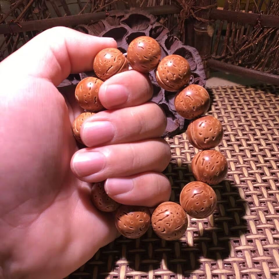 滴滴酷酷手工打磨正圆桃核手串手链野生脑纹桃胡念珠佛珠男女同款13
