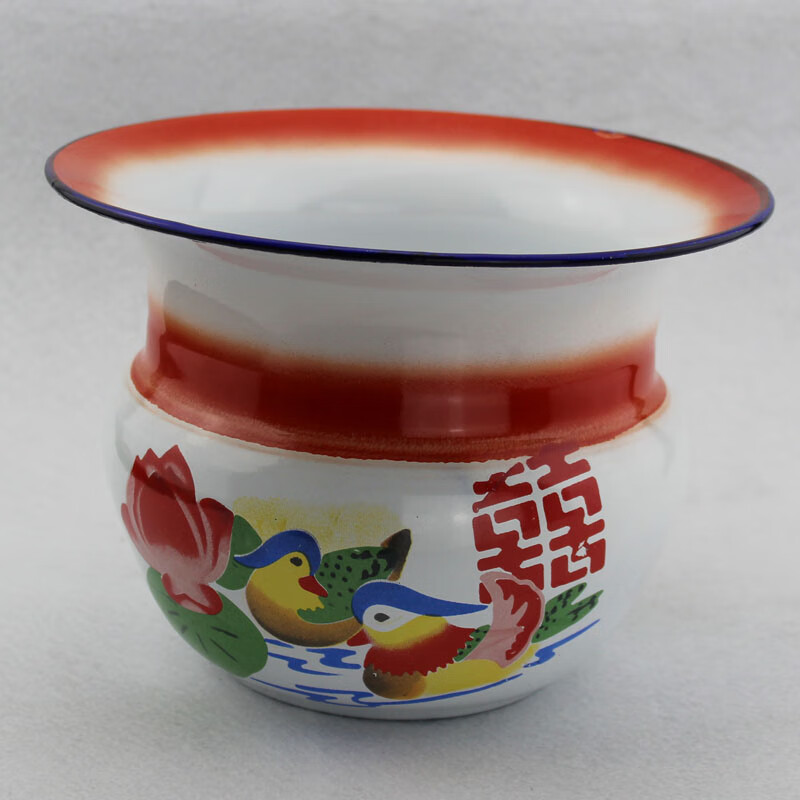 痰盂罐成人搪瓷尿壶老人尿桶加厚带盖老式尿盆家用孕妇高脚痰盂罐女