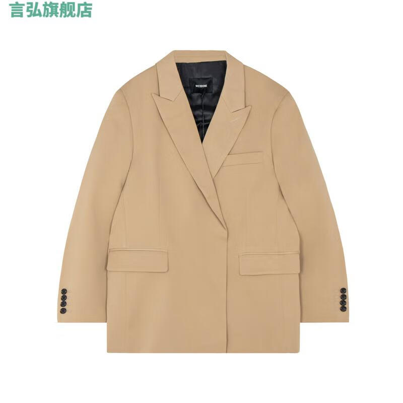 言弘we11done立体浮雕字母韩版宽松bf风西装外套春秋款休闲男女西服潮