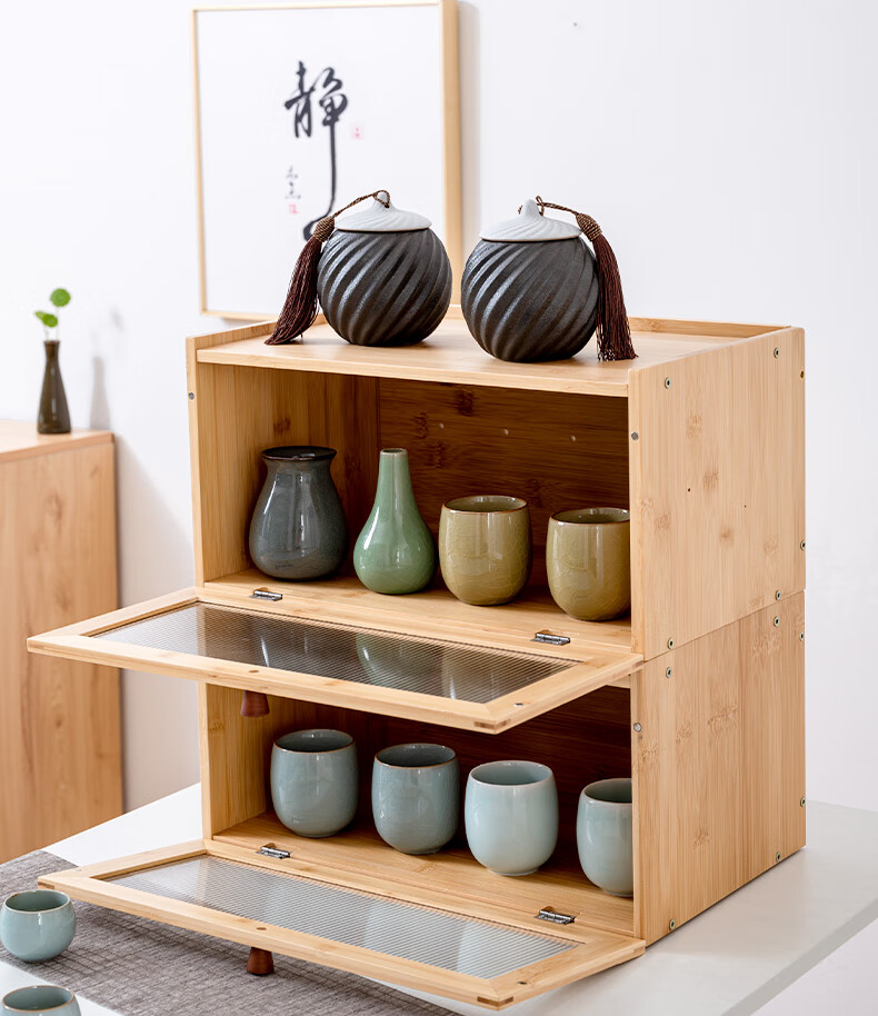 桌面茶具储物柜小型桌面茶具置物架储物柜小型茶叶柜
