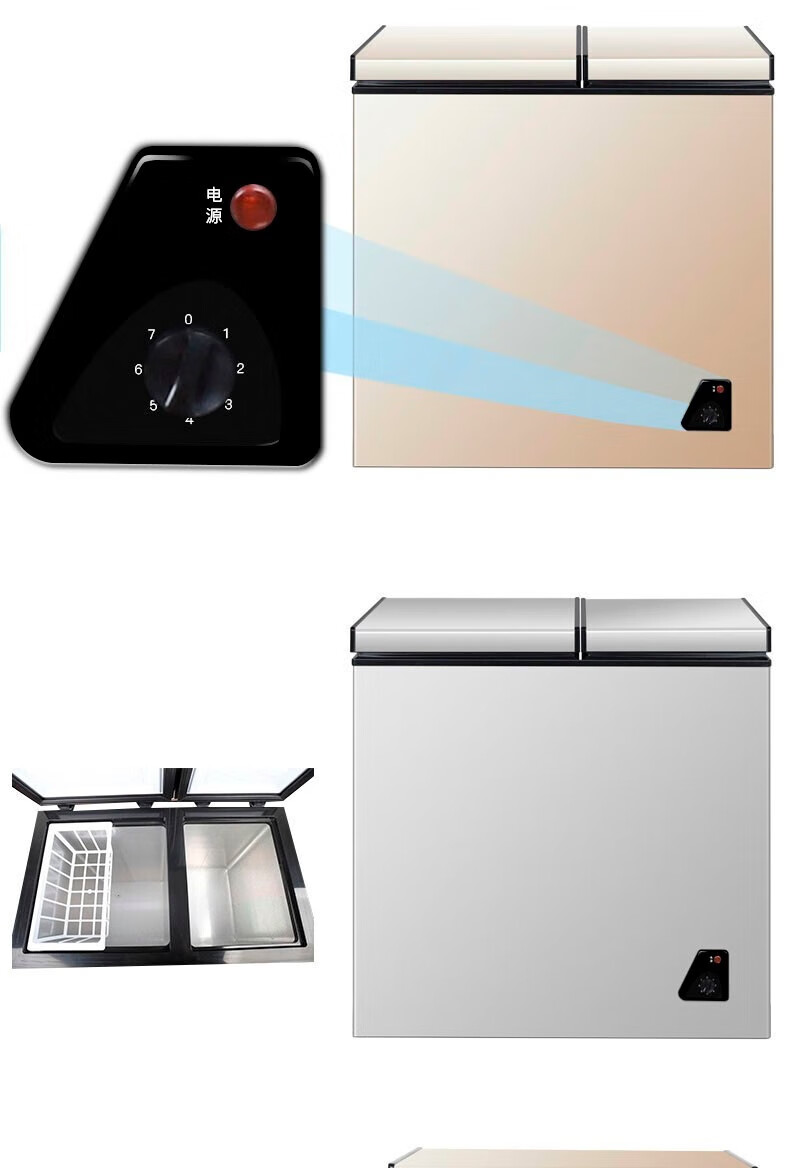 容生冰雪小冰柜家用全冷冻小型冰柜保鲜冷冻两用商用冰箱冻柜占地小