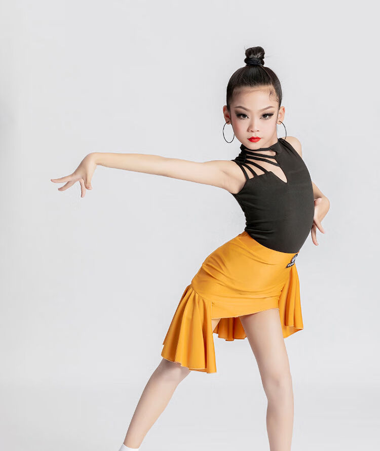 妙兰卡拉丁舞服装女童夏季3-12岁女孩练功服专业儿童比赛表演舞蹈裙