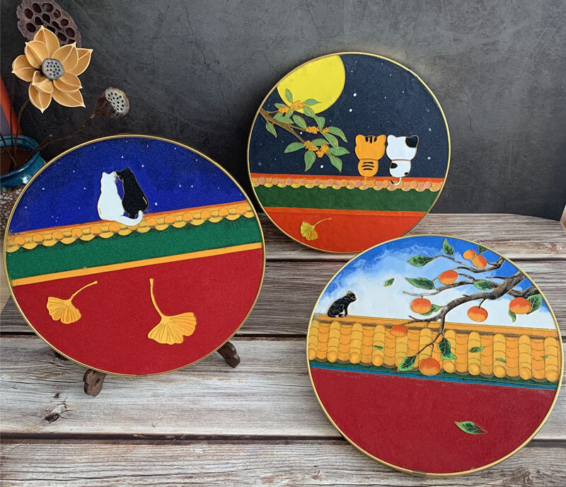 金丝沙画 故宫系列手工画景泰蓝掐丝珐琅diy金丝沙画非遗手工制作创意