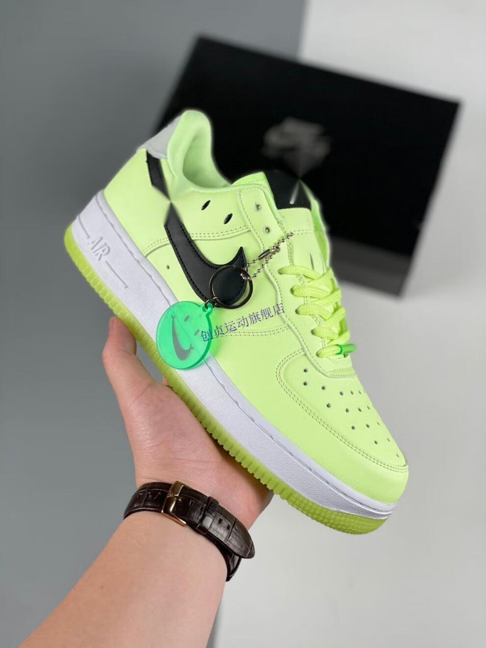 潮流空军一号笑脸夜光af1白绿色低帮情侣黑绿男女运动板鞋ct3228运动