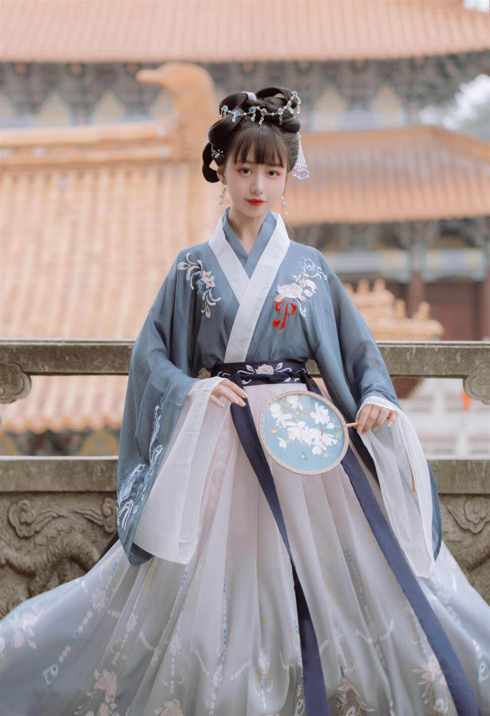 自由搭档 古装汉韵阁芙蓉原创汉服女魏晋风交领齐腰襦裙中国风秋冬装