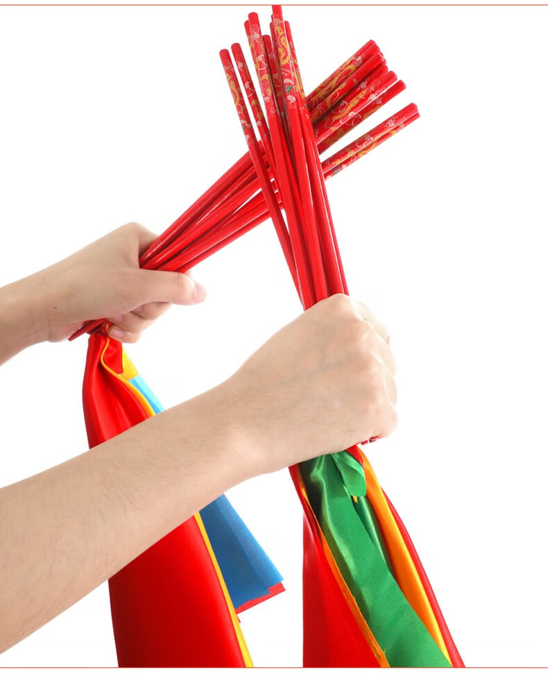蒙古舞蹈用筷子舞配饰跳舞道具广场舞成人30cm2把共12根2色红黄每手6