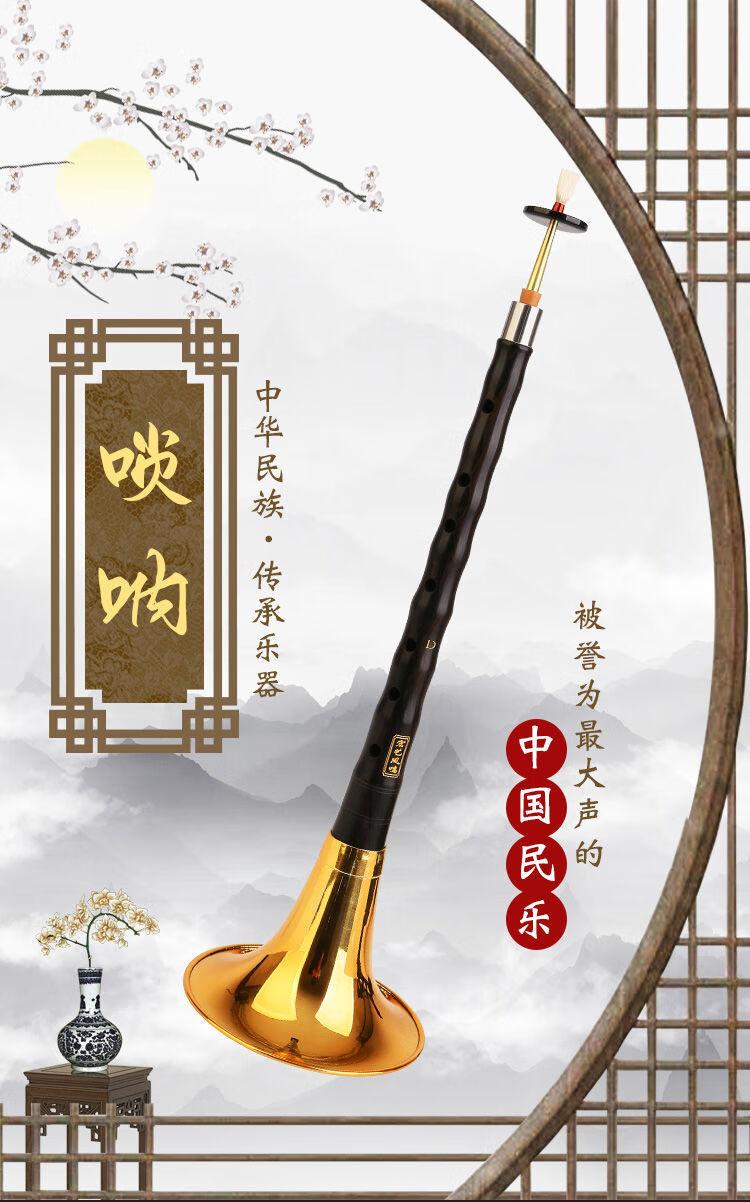 唢呐乌木木唢呐乐器全调d调初学者成人大小号喇叭乌木小f调白碗