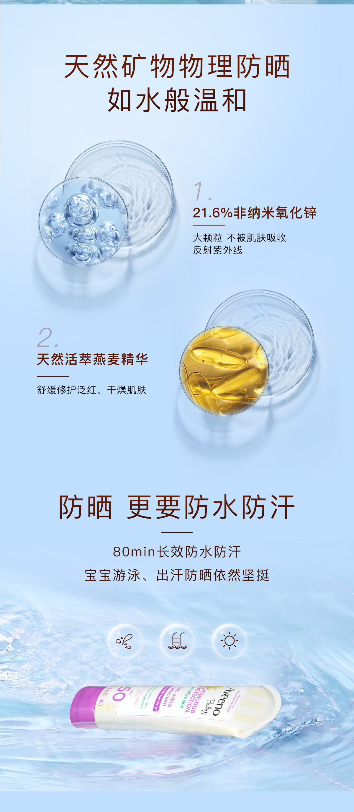 艾惟诺（Aveeno）艾惟诺婴儿天然燕麦温和多效防晒霜 88ml 多效防晒霜 88ml