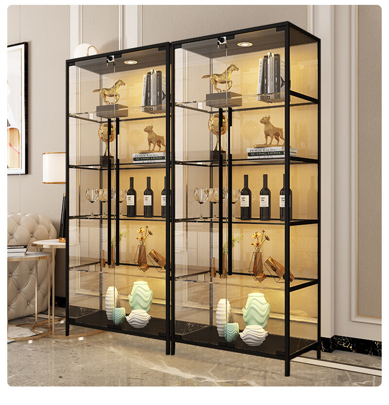 标努轻奢玻璃门餐厅酒柜靠墙现代简约家用客厅透明展示柜一体小红酒柜