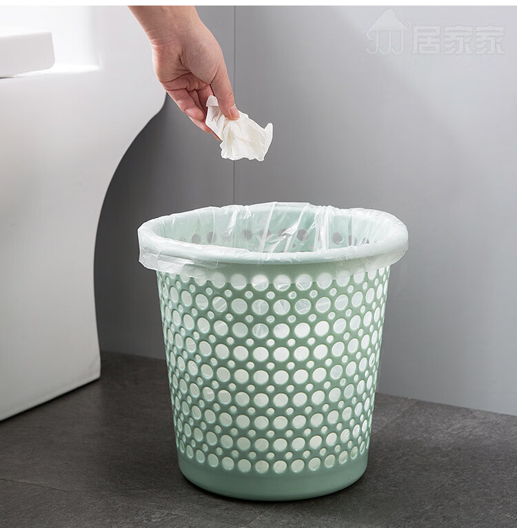 镂空垃圾桶卫生间客厅纸篓垃圾篓厨房小号塑料分类拉圾桶筒 大号蓝色
