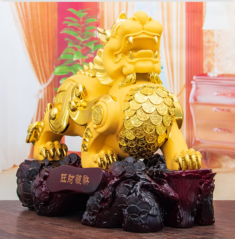 官方自营 貔貅摆件大号一对皮丘沙金客厅办公室装饰品店铺桌面开业
