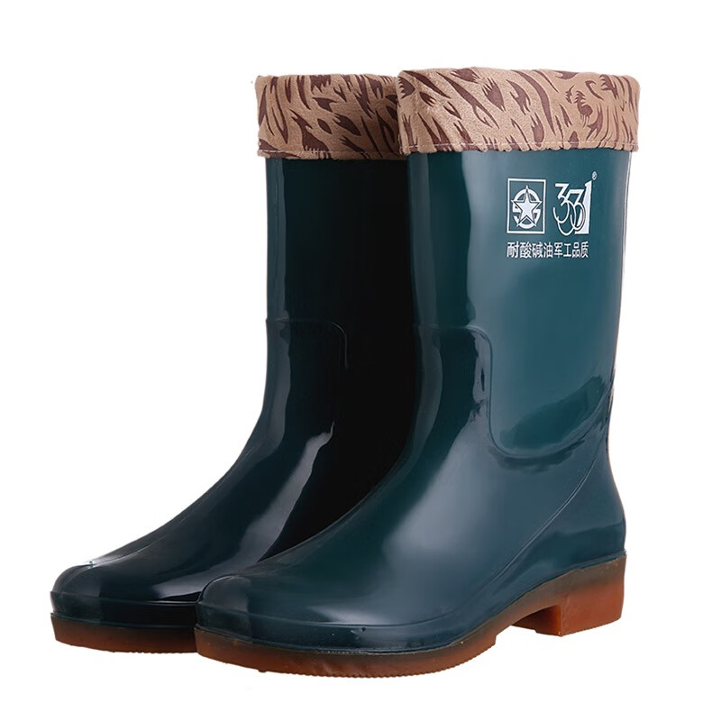 特种劳保雨鞋3531时尚冬季保暧中筒雨鞋女士加绒雨靴防水女款三防水鞋