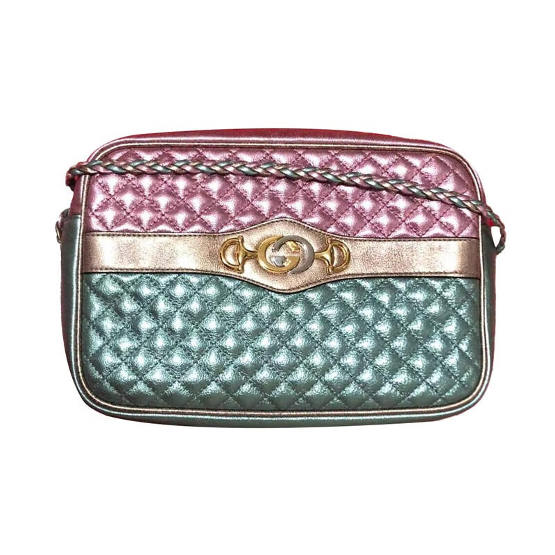 gucci古驰金银双色马蹄扣珠光拼色皮质相机包斜挎包 拼色 默认1【图片