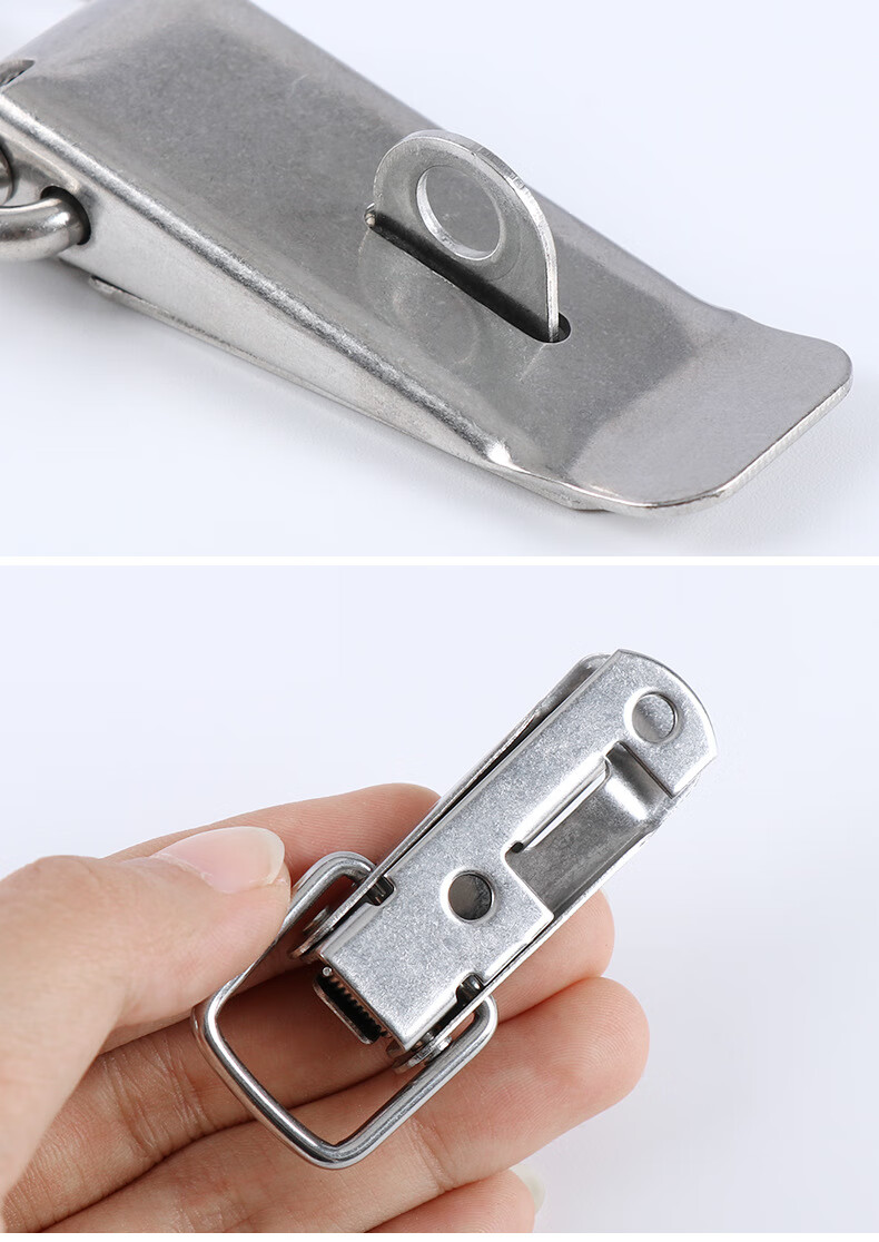 304不锈钢鸭嘴弹簧搭扣工具箱锁扣木箱金属锁扣木盒安全锁扣特大号无