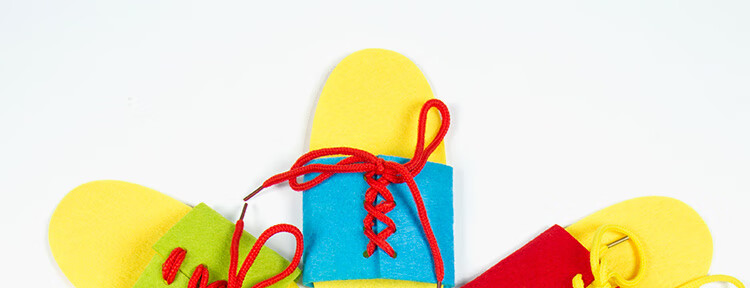 不织布 拖鞋 系鞋带 穿鞋带 早教亲子教具幼儿园区角玩具活动区域材料