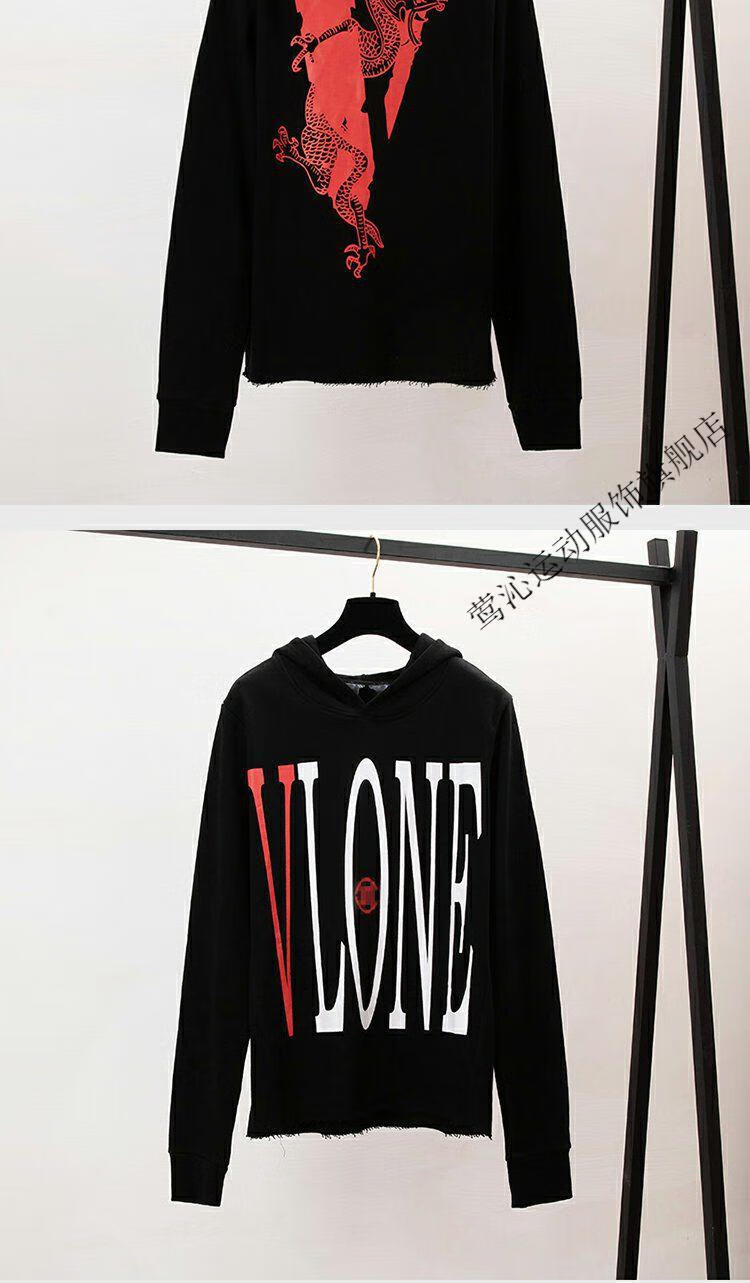 vlone卫衣中国龙背后cl联名ot大v连帽帽衫男女同款宽松情侣 黑色 s
