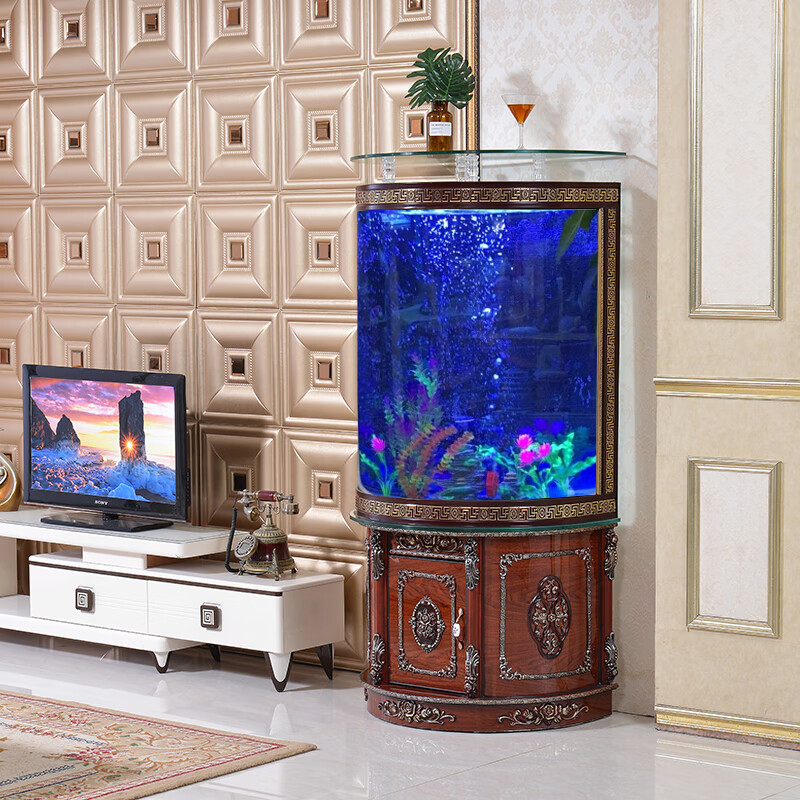 【京东推荐】欧式半圆鱼缸水族箱客厅家用大型玻璃生态免换水金龙鱼缸