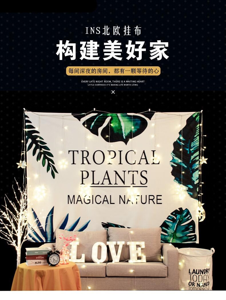 遮墙布背景布风挂布网红房间直播间出租房装饰墙布宿舍卧室床头挂毯