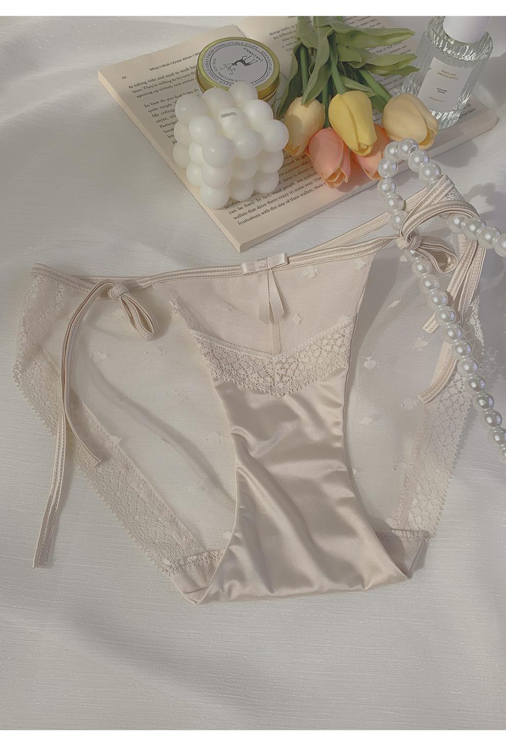 诱惑阿莲蒂娜法式刺绣系带内裤女两侧可解纯欲蕾丝性感诱惑三角裤