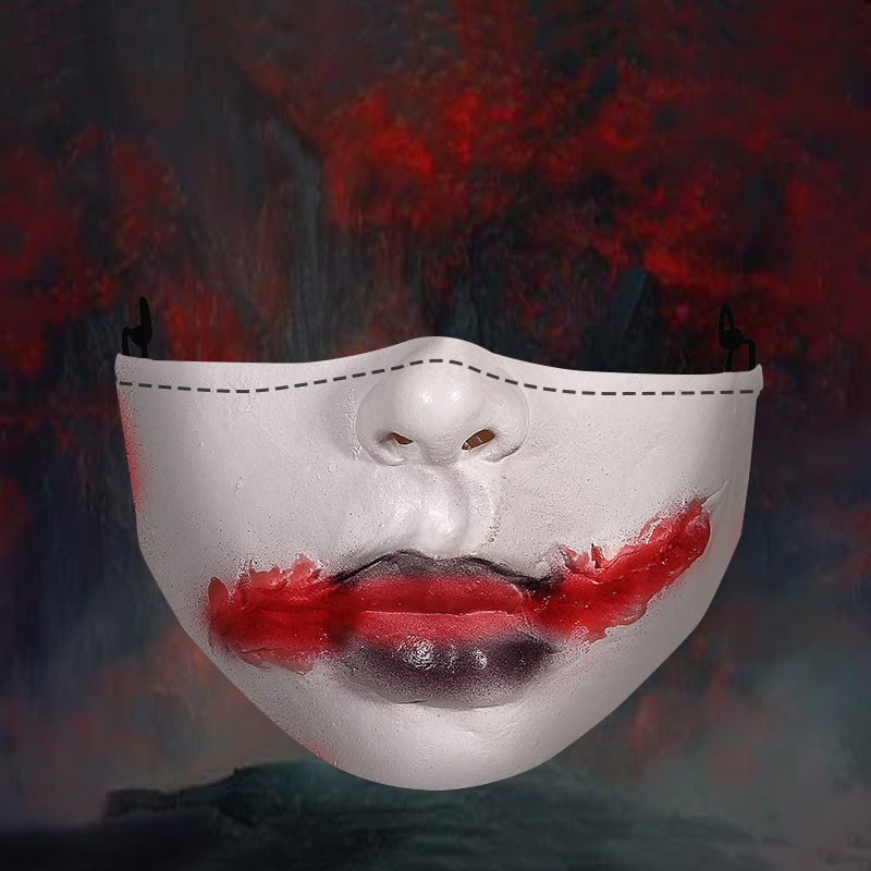 lucaly新品抖音搞笑口罩原创万圣节恐怖搞怪个性防水可清洗防尘防口罩