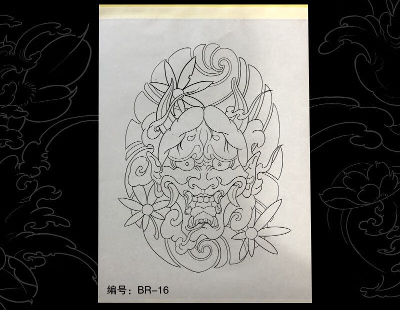 般若纹身贴般若纹身图案转印纸刹车手稿纹身图案线条定制印转膏满背