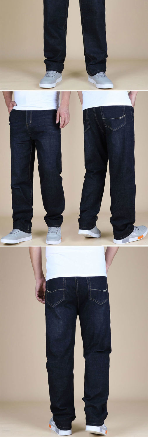 夏季加肥加大男装裤子春秋高弹力加大码胖子肥佬直筒耐磨工作男士牛仔