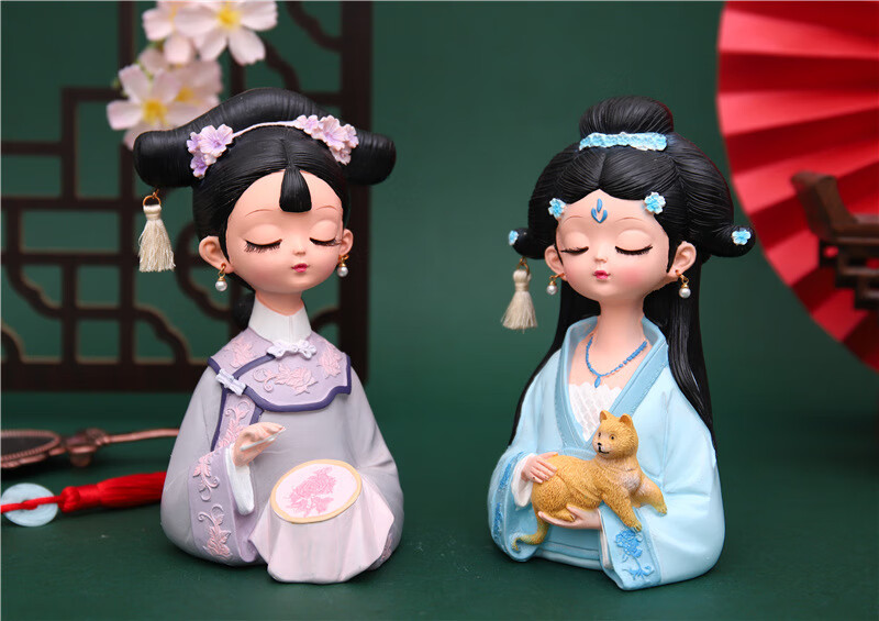汉服盲盒我是格格摆件古装玩偶娃娃琴棋书画故宫人偶古风公主盲盒复古
