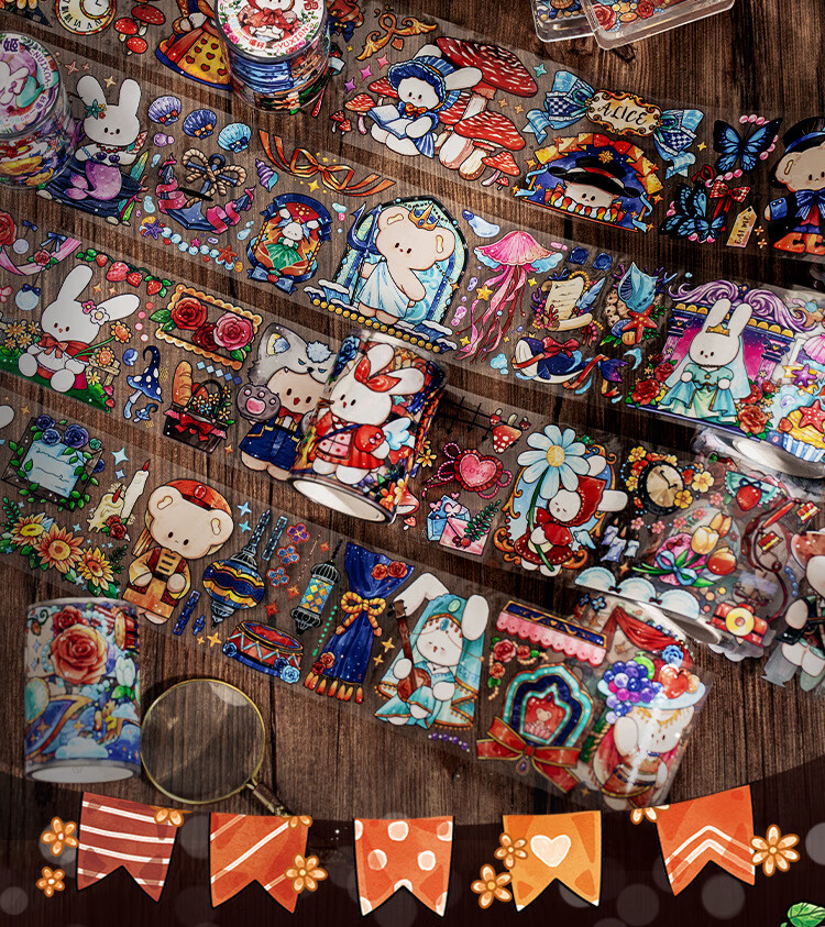 语闲(yu xian)特油pet胶带 摘星童话镇系列 可爱萌宠透明动物手帐素材