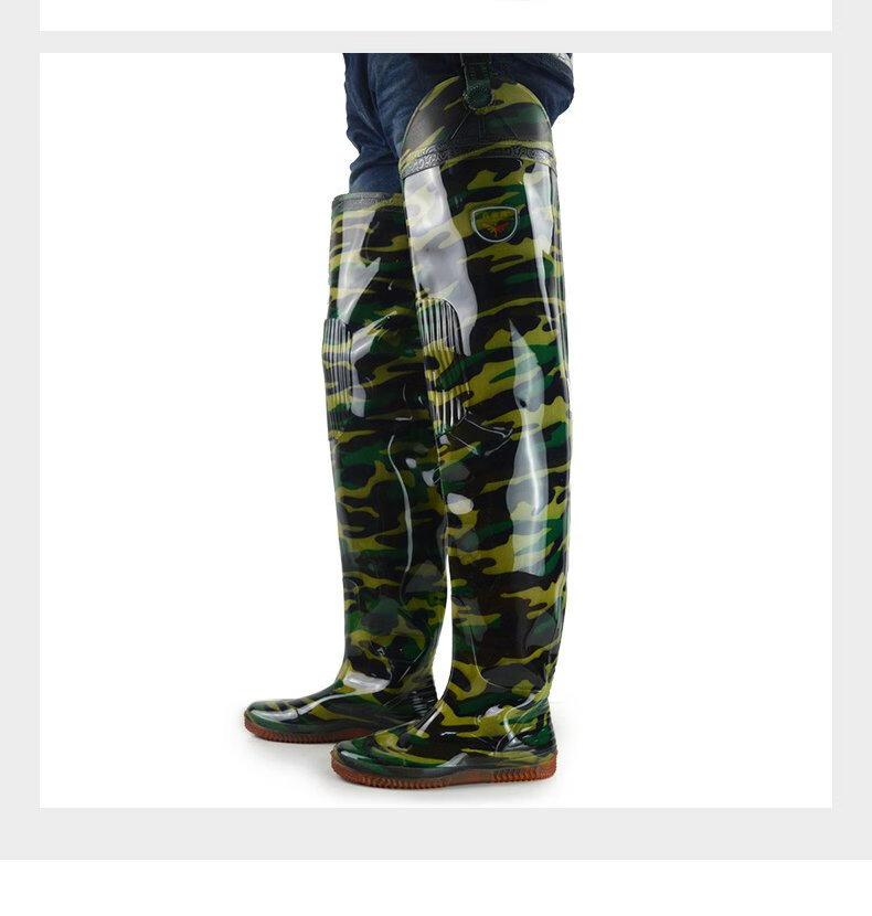 爱韬雨鞋高筒耐磨迷彩80插秧鞋男士下水鞋雨靴防水夏季胶鞋防滑水靴全