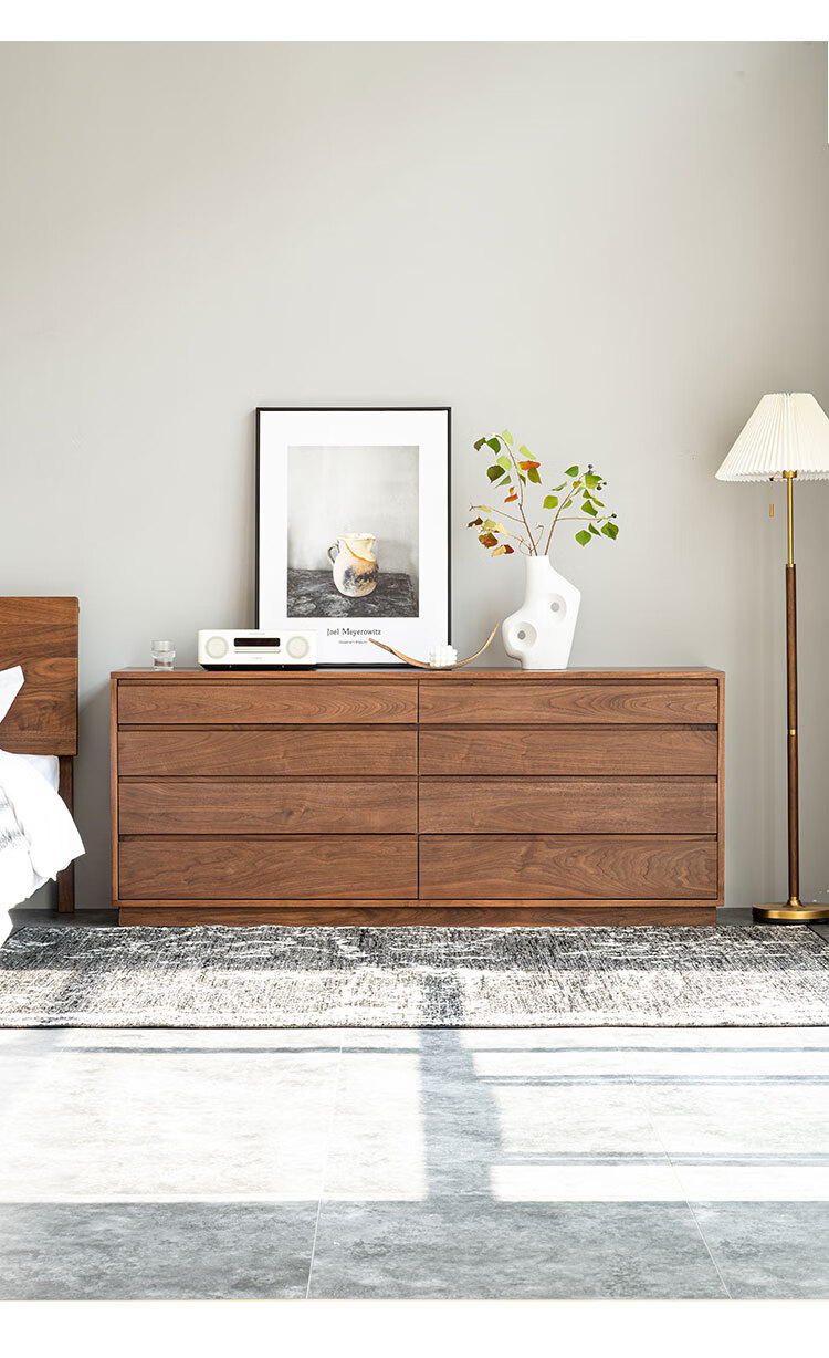 及木森品 实木斗柜 北欧全实木原木八斗柜北美黑胡桃木斗柜简约卧室