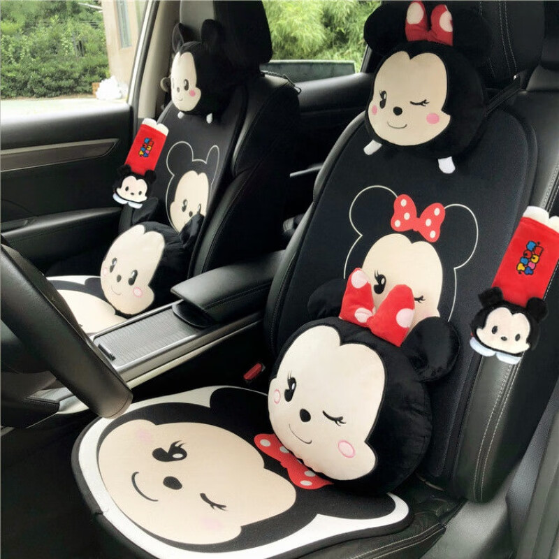 汽车坐垫冬季毛绒垫保暖卡通坐垫透气亚麻款车内座椅垫套秋冬季单片