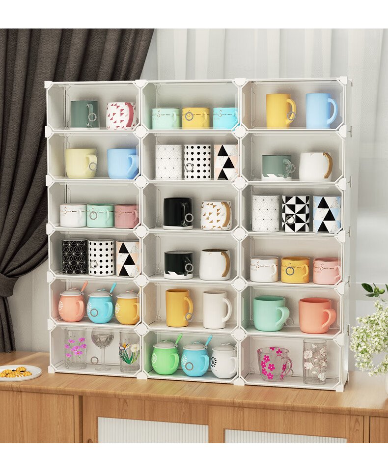 杯子置物架防尘收纳整理架子桌面水杯收纳盒取杯架水杯茶杯子柜子本白